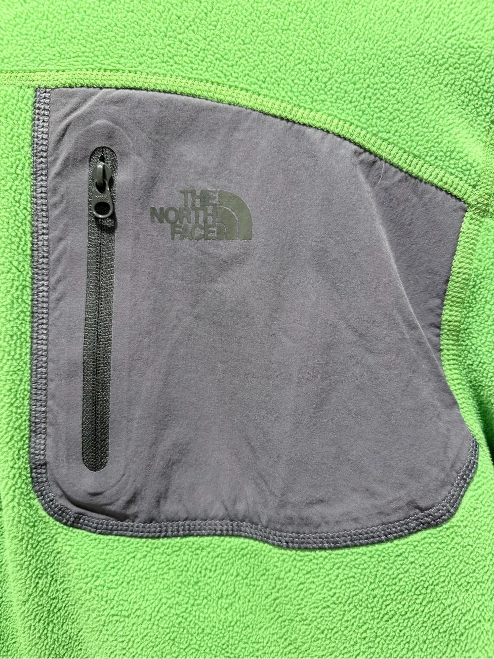 The North Face 1/4 Zip Fleece Pullover Chest Pocket Green Mens Size M